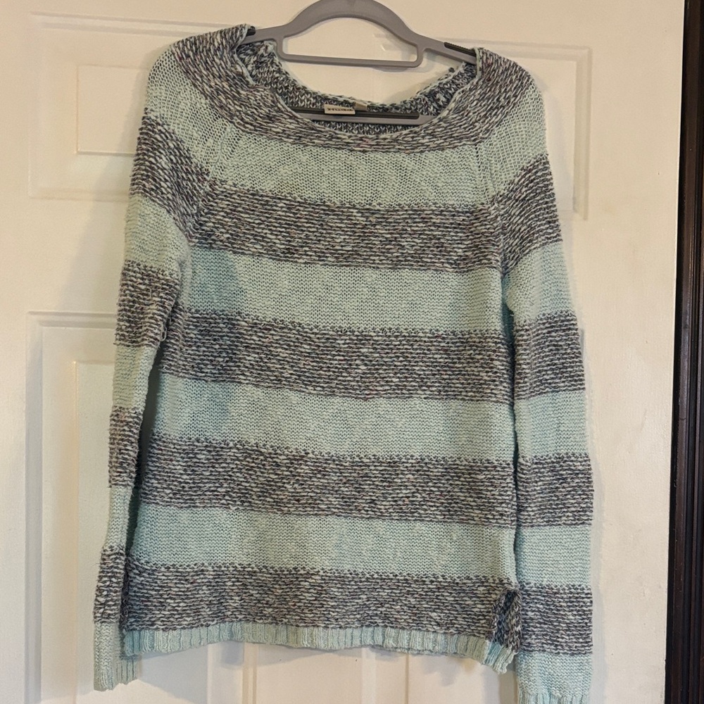 Mudd Mint and Gray Striped Women's Sweater
